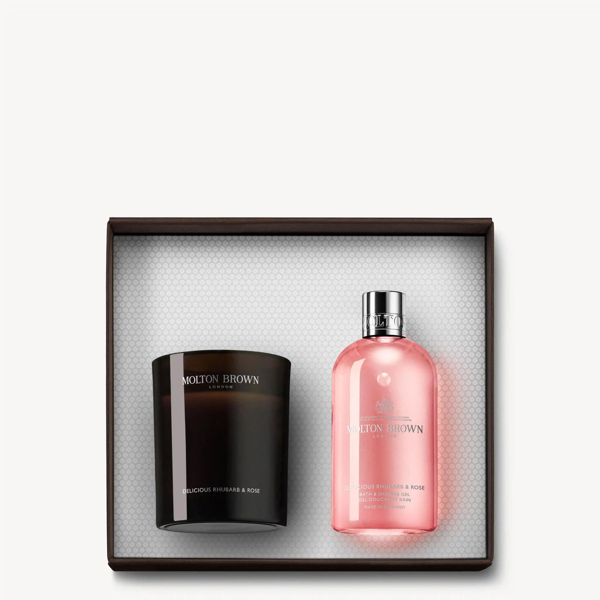 Delicious Rhubarb & Rose Signature Candle & Bath & Shower Gel Gift Set